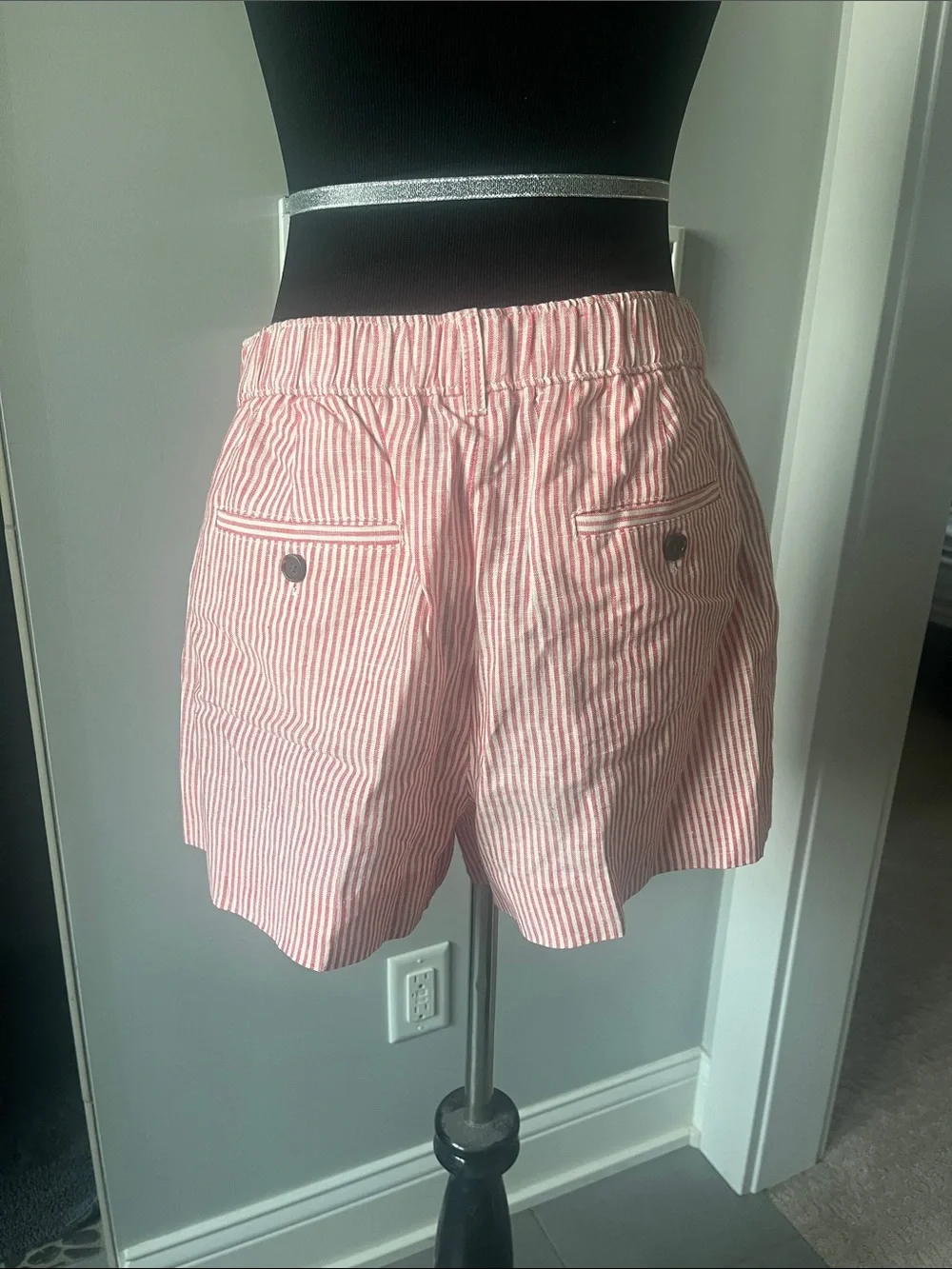 J. Crew 3” Harbor Shorts in Red and White Striped